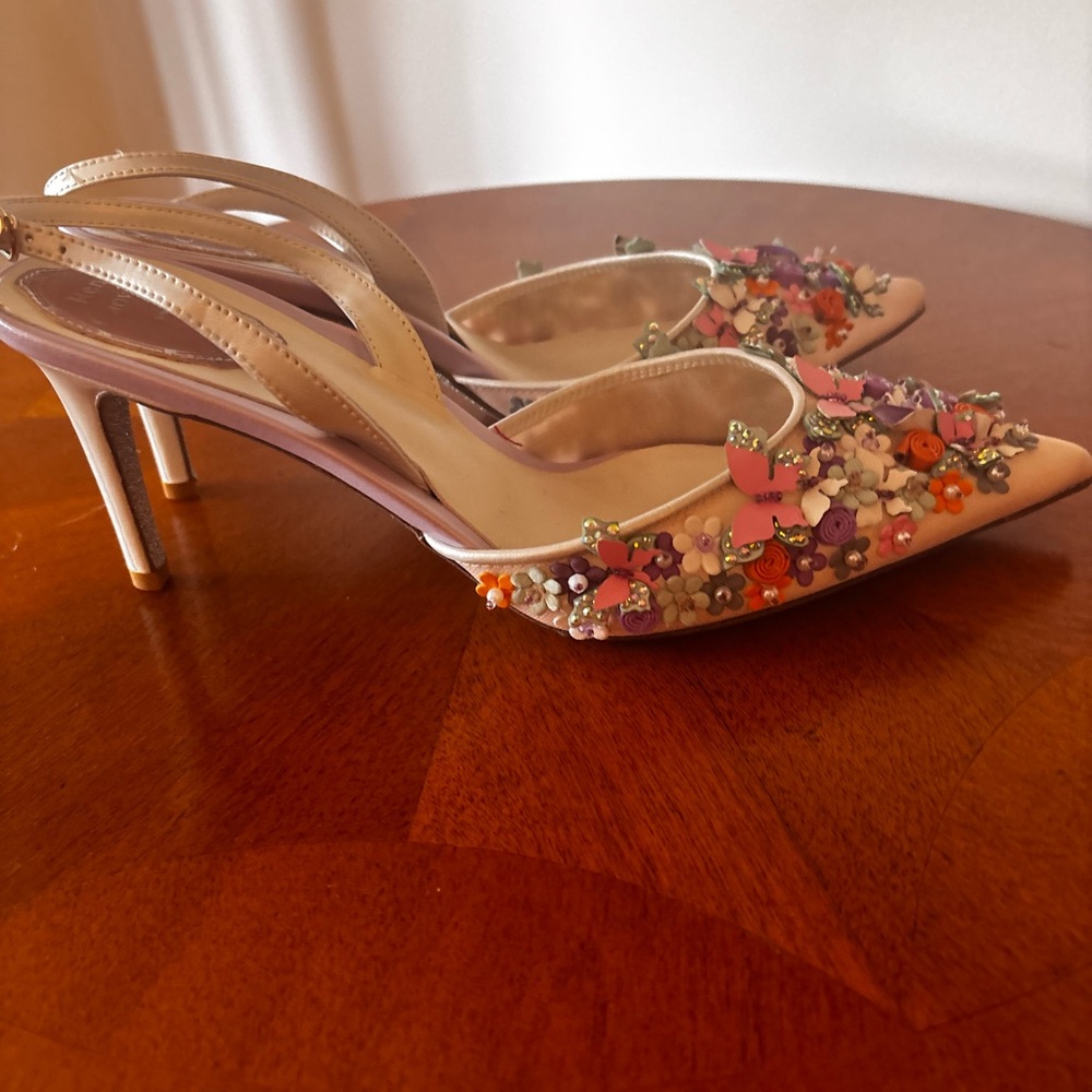 Rene Caovilla Cream and Pink Heels